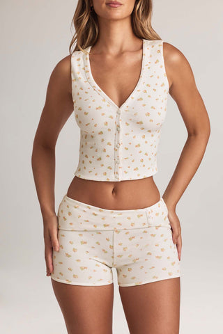 Foldover Waist Ribbed Shorts