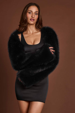 Faux Fur Tie Back Cover Up