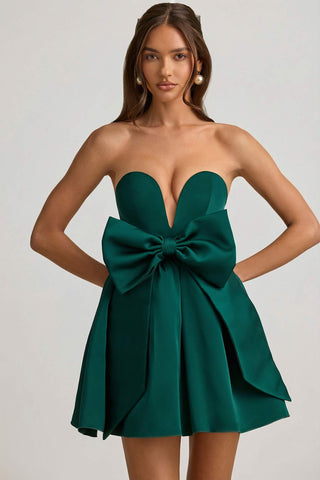 Strapless Corset Mini Dress with Oversized Bow