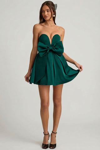 Strapless Corset Mini Dress with Oversized Bow