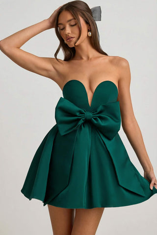 Strapless Corset Mini Dress with Oversized Bow