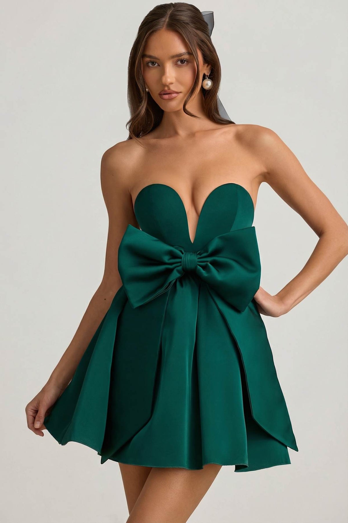 Strapless Corset Mini Dress with Oversized Bow