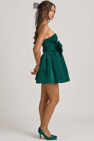 Strapless Corset Mini Dress with Oversized Bow