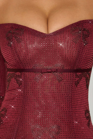 Embellished Bow Detail Mini Dress