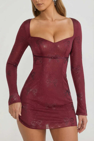 Embellished Bow Detail Mini Dress