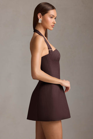 Pinstripe Halterneck Mini Dress