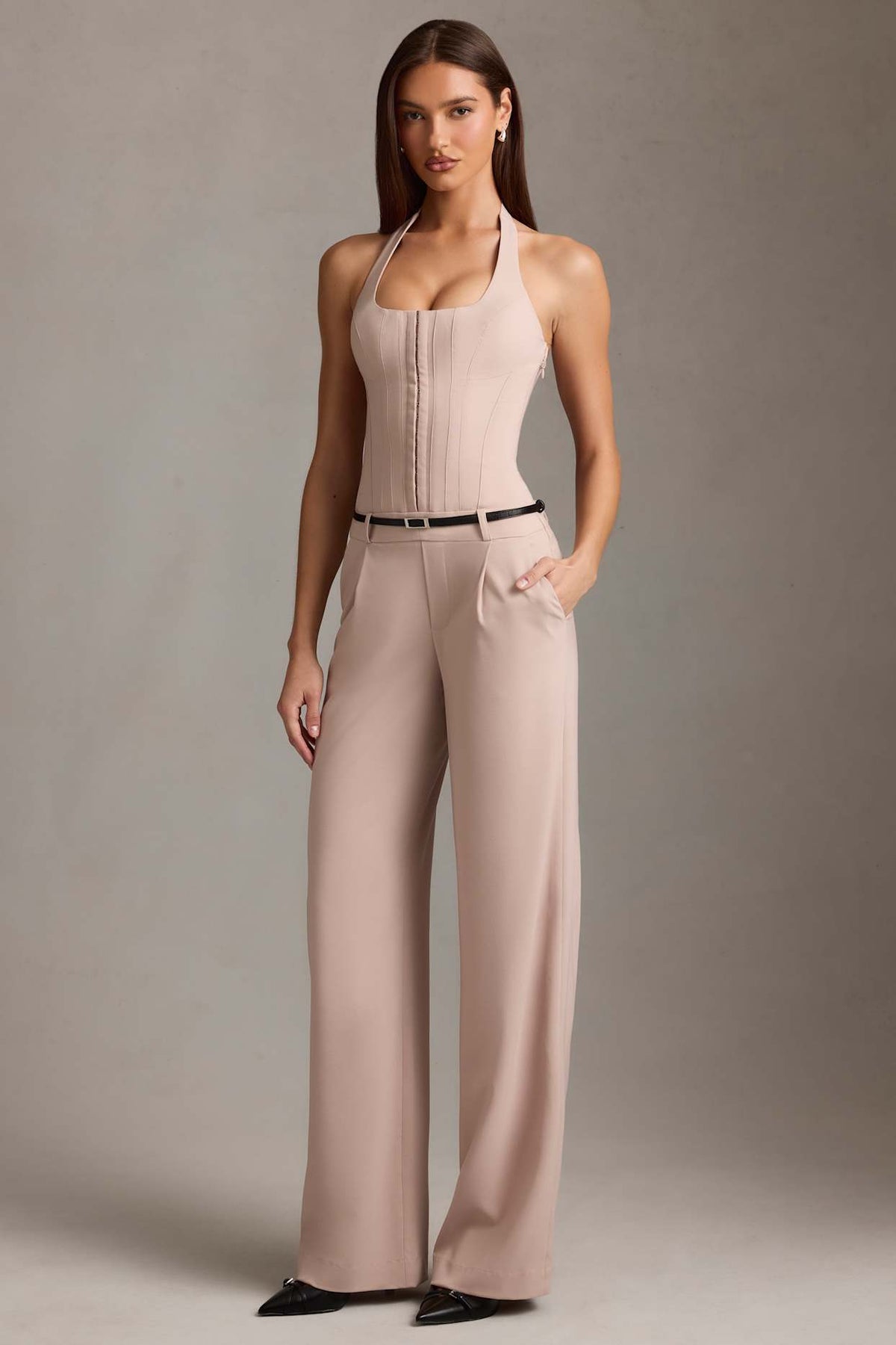 Corset Detail Halterneck Jumpsuit