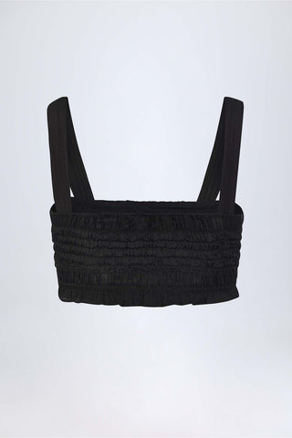 Ruffled Tie Front Mesh Crop Top