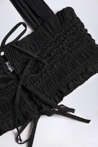 Ruffled Tie Front Mesh Crop Top