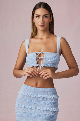Ruffled Tie Front Crop Top