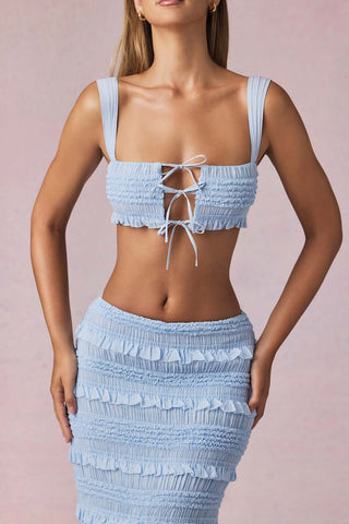 Ruffled Tie Front Crop Top