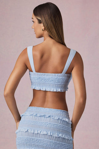 Ruffled Tie Front Crop Top
