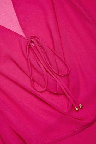 Sheer Chiffon Cowl Neck Mini Dress