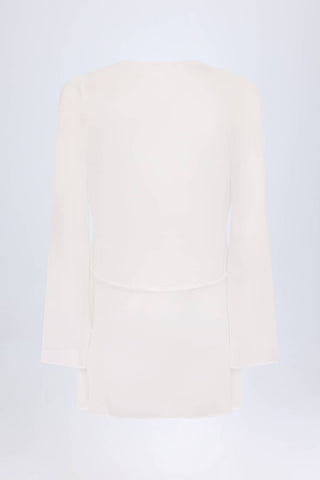 Sheer Chiffon Cowl Neck Mini Dress