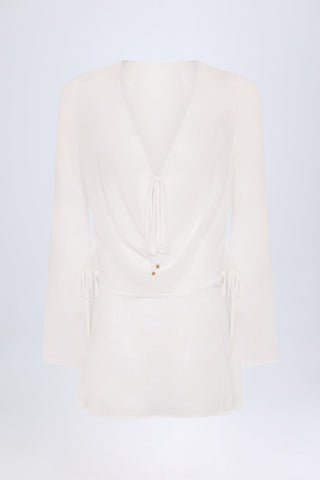 Sheer Chiffon Cowl Neck Mini Dress