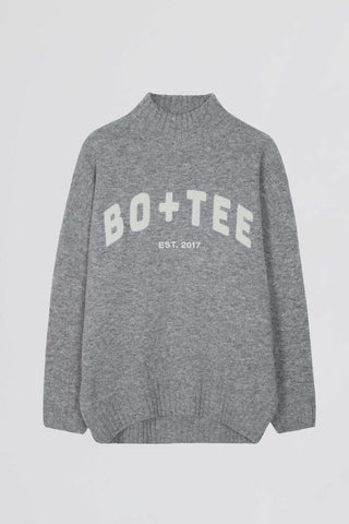 Oversized Grey Knit Turtleneck Sweater