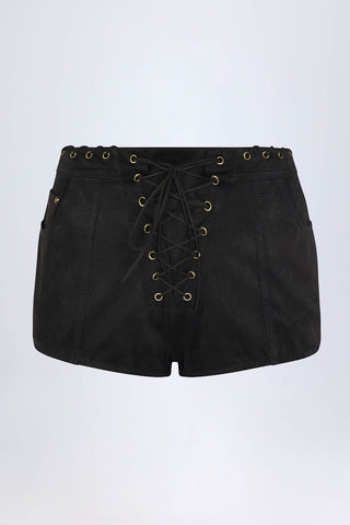 Lace Up Faux Suede Shorts