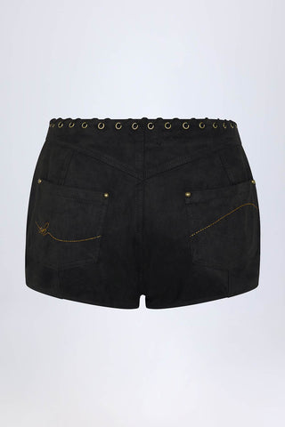 Lace Up Faux Suede Shorts