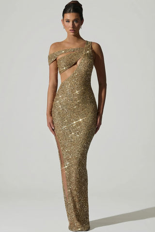 Embellished Asymmetric Gown