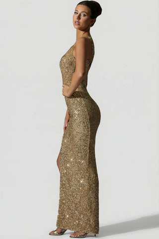 Embellished Asymmetric Gown