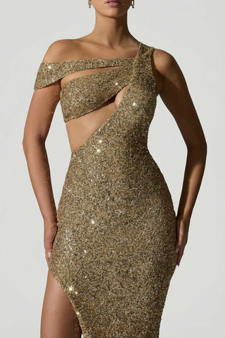 Embellished Asymmetric Gown