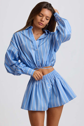 Pleated Cotton Poplin Shorts