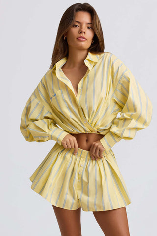 Pleated Cotton Poplin Shorts