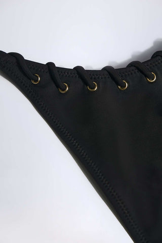 Lace Up Thong Bikini Bottoms