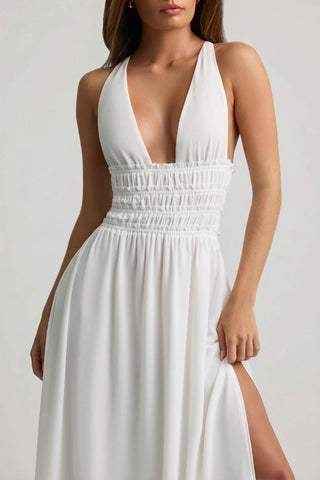 Plunge Cross Back Maxi Dress