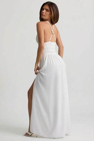 Plunge Cross Back Maxi Dress