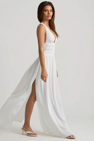 Plunge Cross Back Maxi Dress
