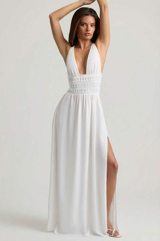 Plunge Cross Back Maxi Dress