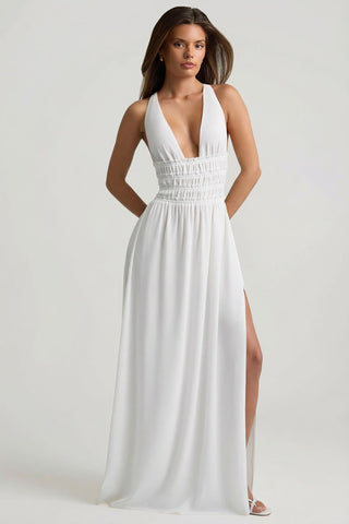 Plunge Cross Back Maxi Dress
