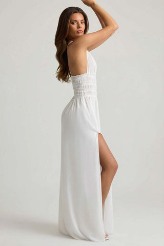 Plunge Cross Back Maxi Dress