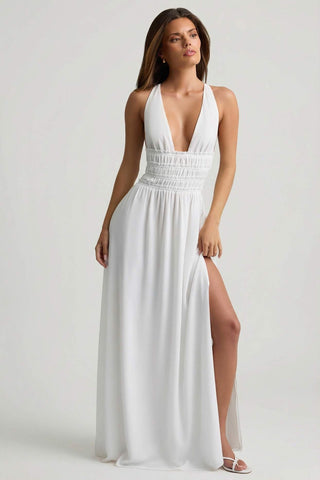 Plunge Cross Back Maxi Dress