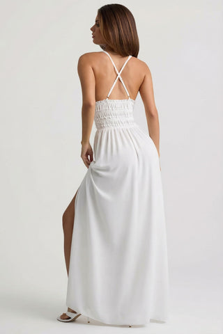 Plunge Cross Back Maxi Dress