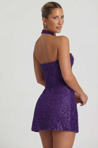 Glitter Heart Cutout Mini Skirt