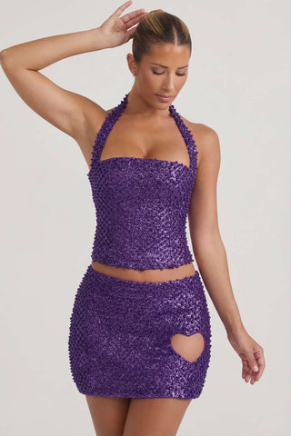 Glitter Heart Cutout Mini Skirt