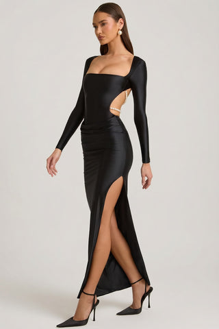 Pearl Detail Cut Out Maxi Dress