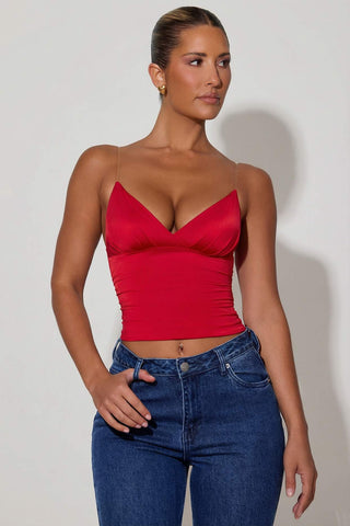 Ruched Plunge Camisole Top