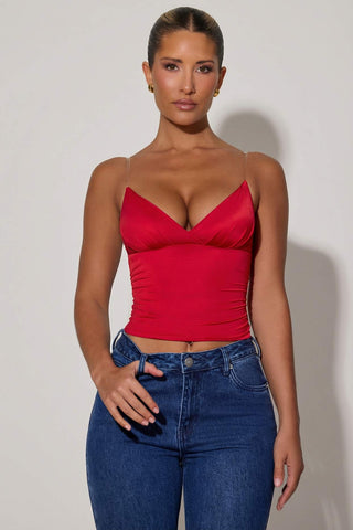 Ruched Plunge Camisole Top
