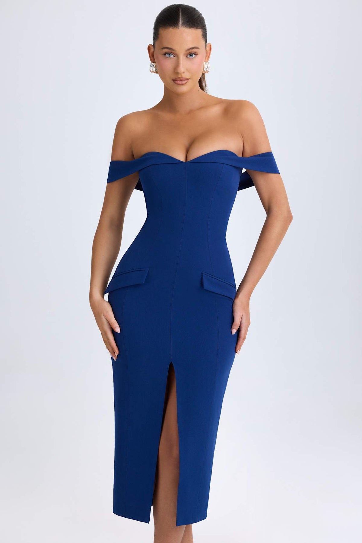 Off Shoulder Bodycon Midi Dress