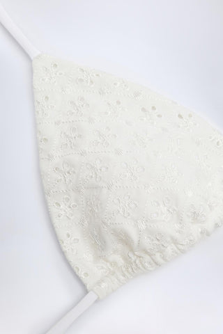 Broderie Anglaise Triangle Bikini Top