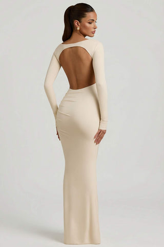 Backless Ruched Maxi Dress