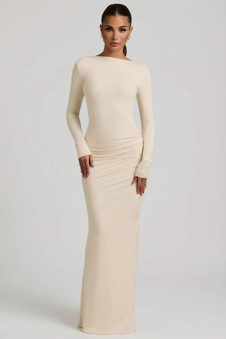 Backless Ruched Maxi Dress