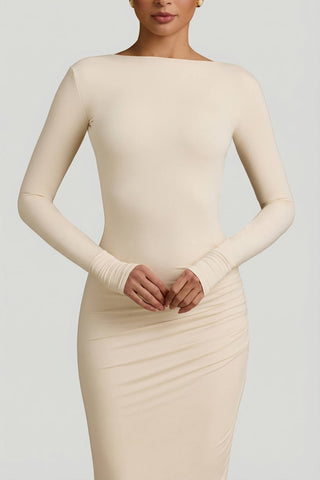 Backless Ruched Maxi Dress