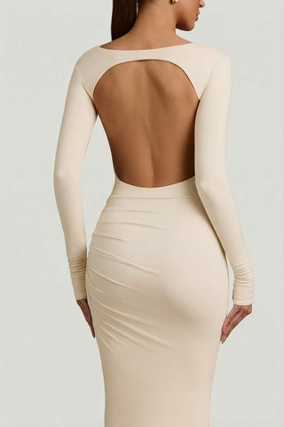 Backless Ruched Maxi Dress