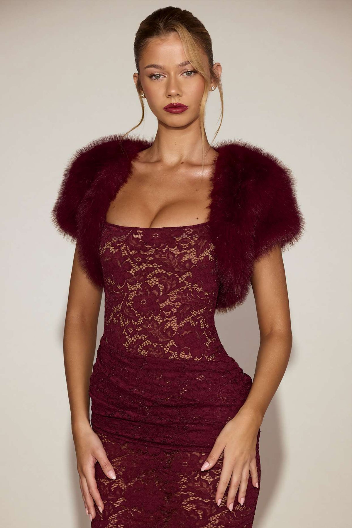 Faux Fur Bolero Short Sleeve Cropped