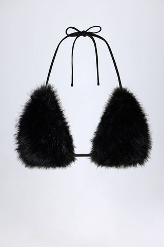 Faux Fur Triangle Bralette
