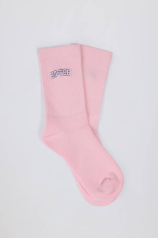 Ribbed Half Crew Socks Powder Pink